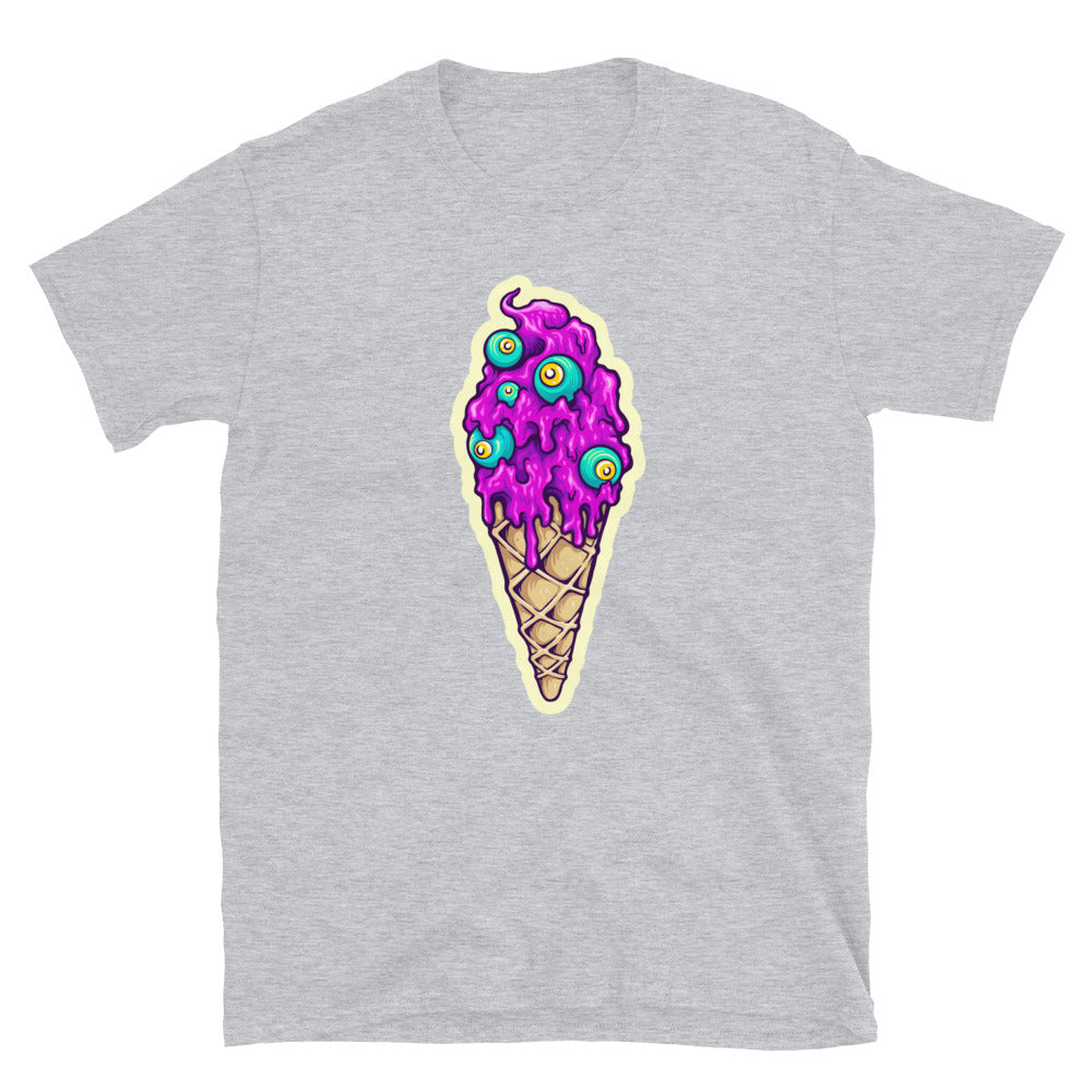 Cute Purple Ice Cream Cone with Blue Zombie Eyes