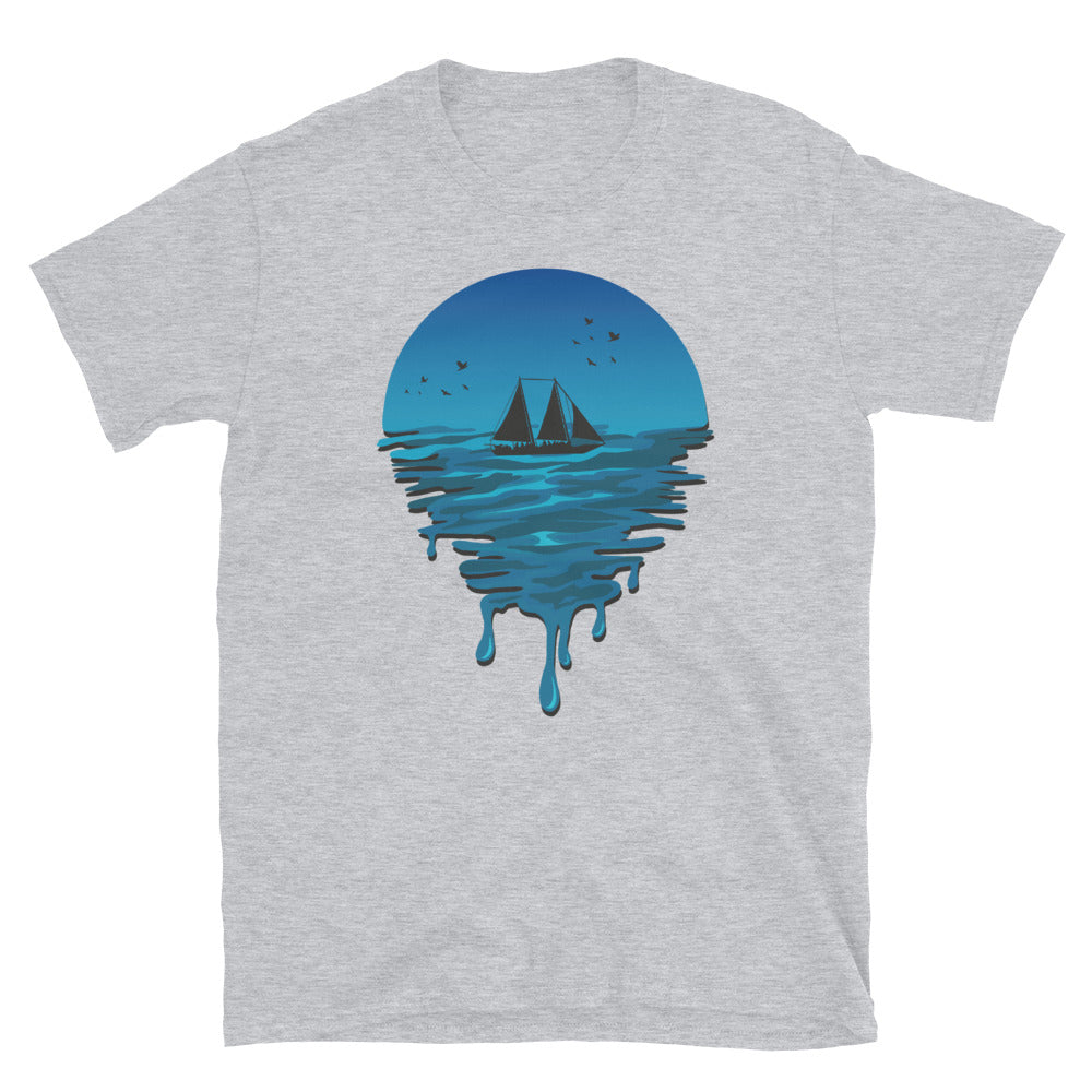 Segelboot in Melted Ocean Fit Unisex Softstyle T-Shirt