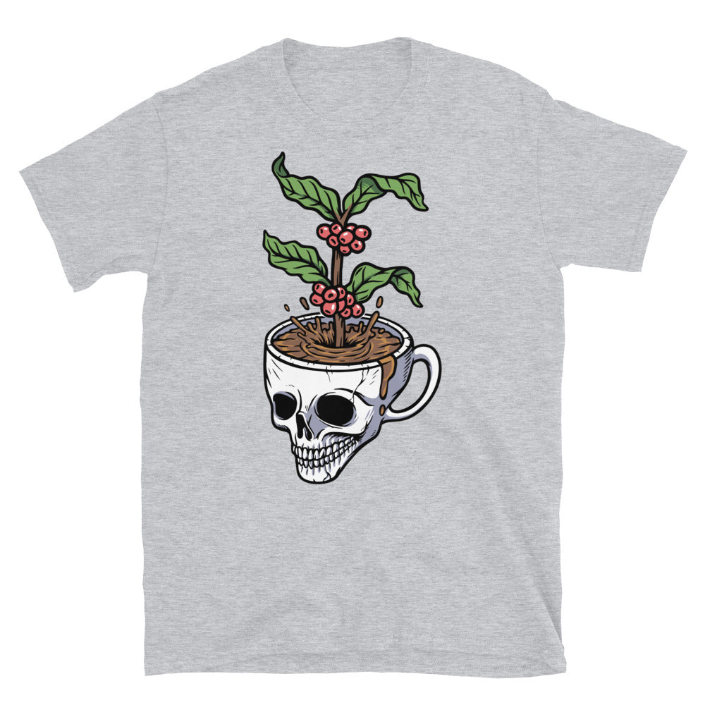 Skull Coffee Cup and Coffee tree Fit Unisex Softstyle T-Shirt