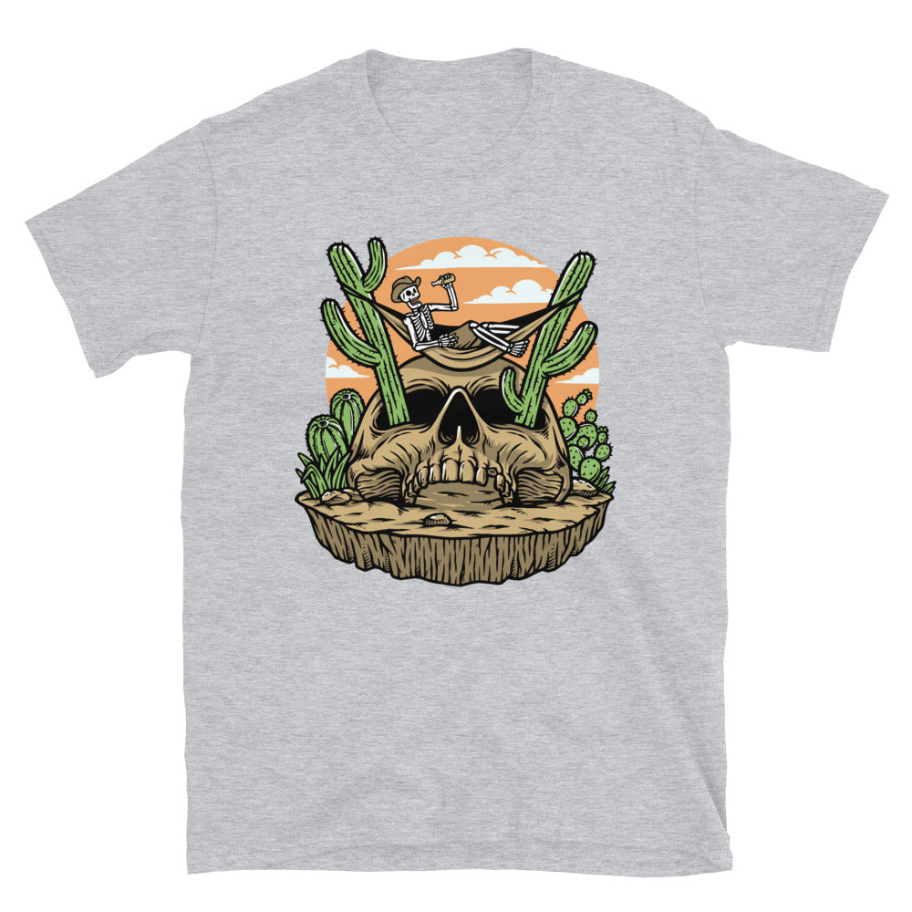 the skull is lying down on the cactus Fit Unisex Softstyle T-Shirt