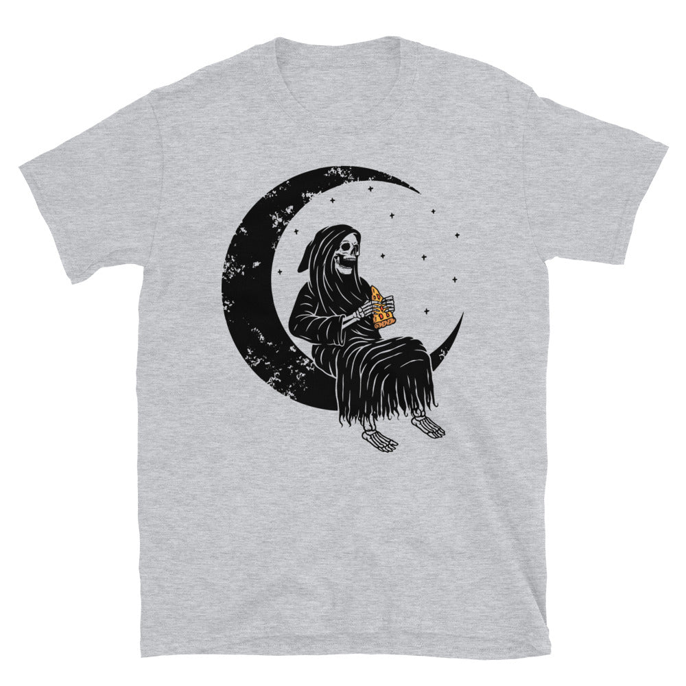 Totenkopf grimmig auf dem Mond Fit Unisex Softstyle T-Shirt