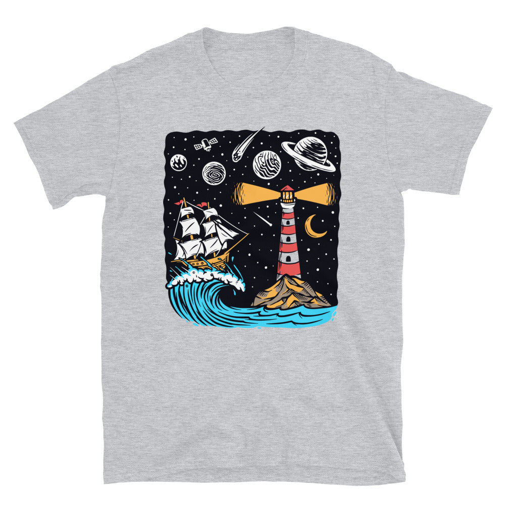 Segeln auf dem Mond bei Nacht. Fit Unisex Softstyle T-Shirt