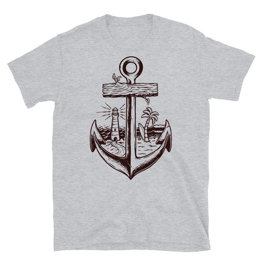 Old anchor and beach Fit Unisex Softstyle T-Shirt