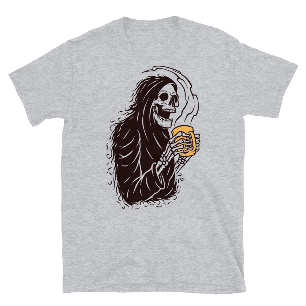 Skull grim and coffee Fit Unisex Softstyle T-Shirt