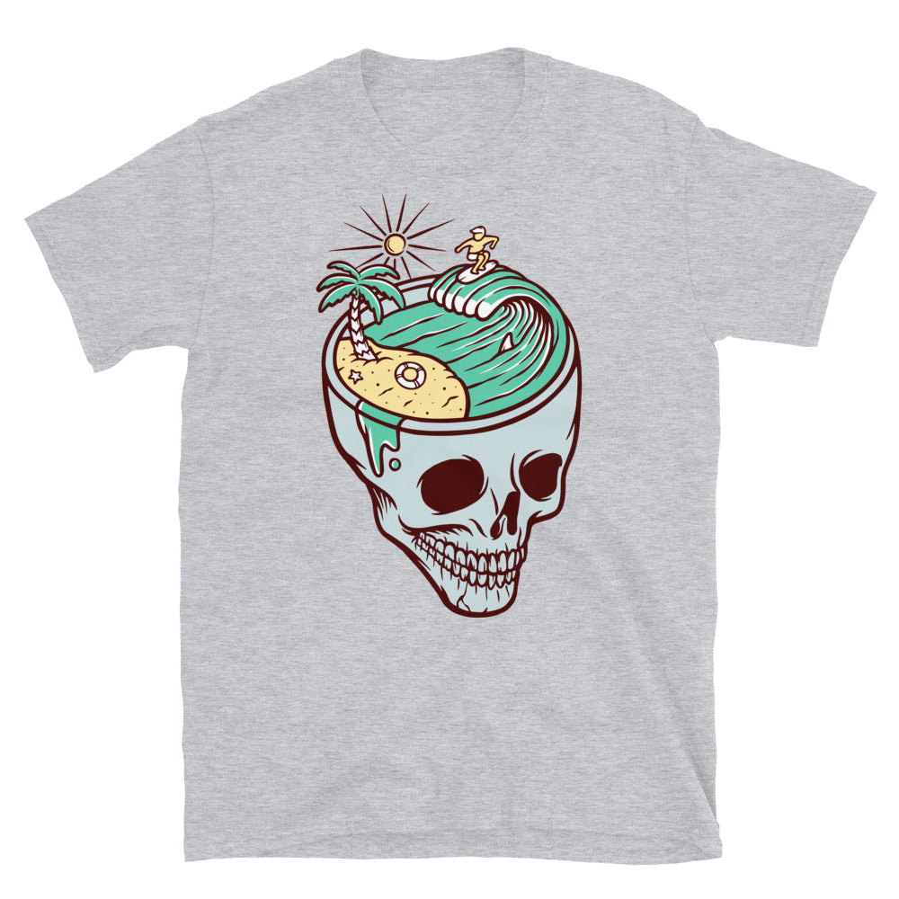 Verano en la playa de calaveras Fit Unisex Softstyle camiseta