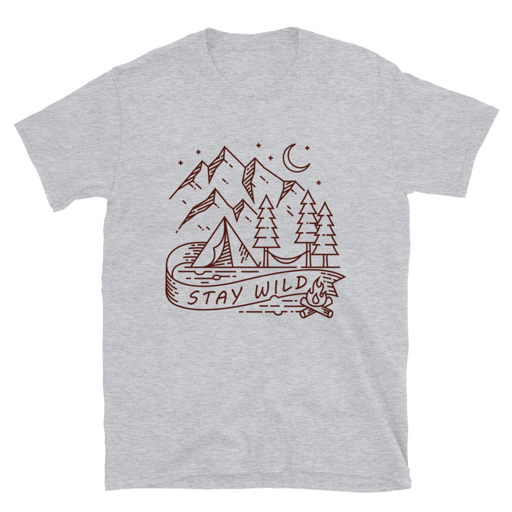 Stay Wild,Camping in the Mountain Fit Unisex Softstyle T-Shirt