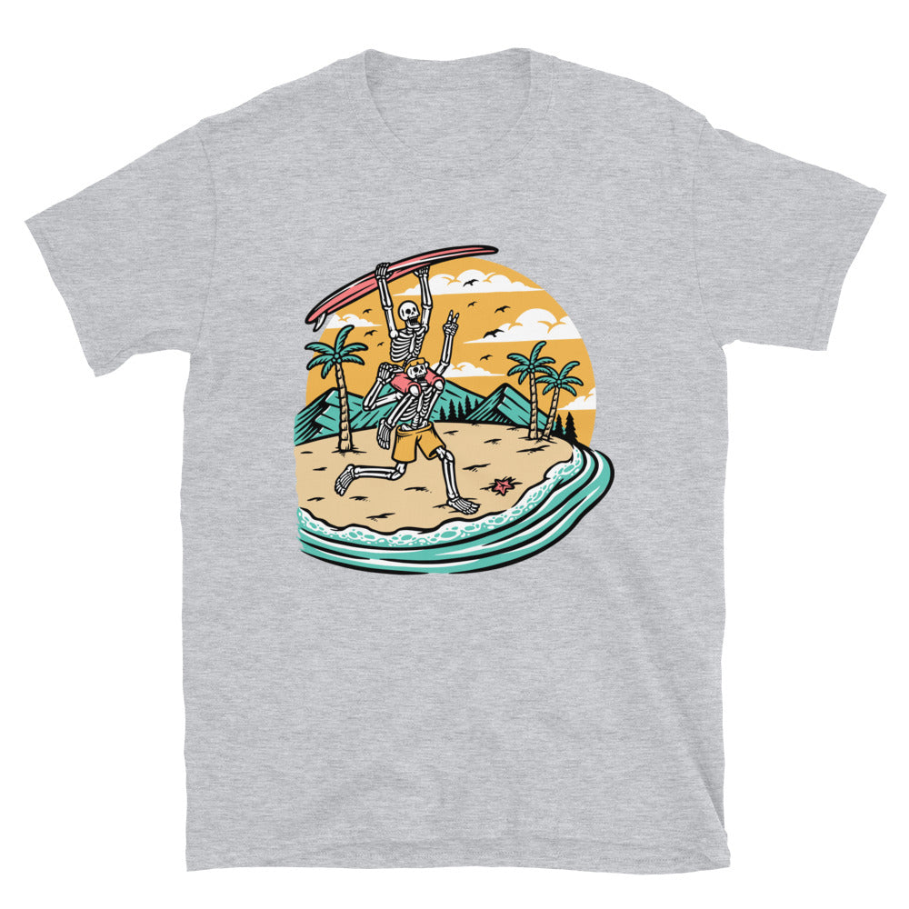 Two skulls having fun on the beach Fit Unisex Softstyle T-Shirt