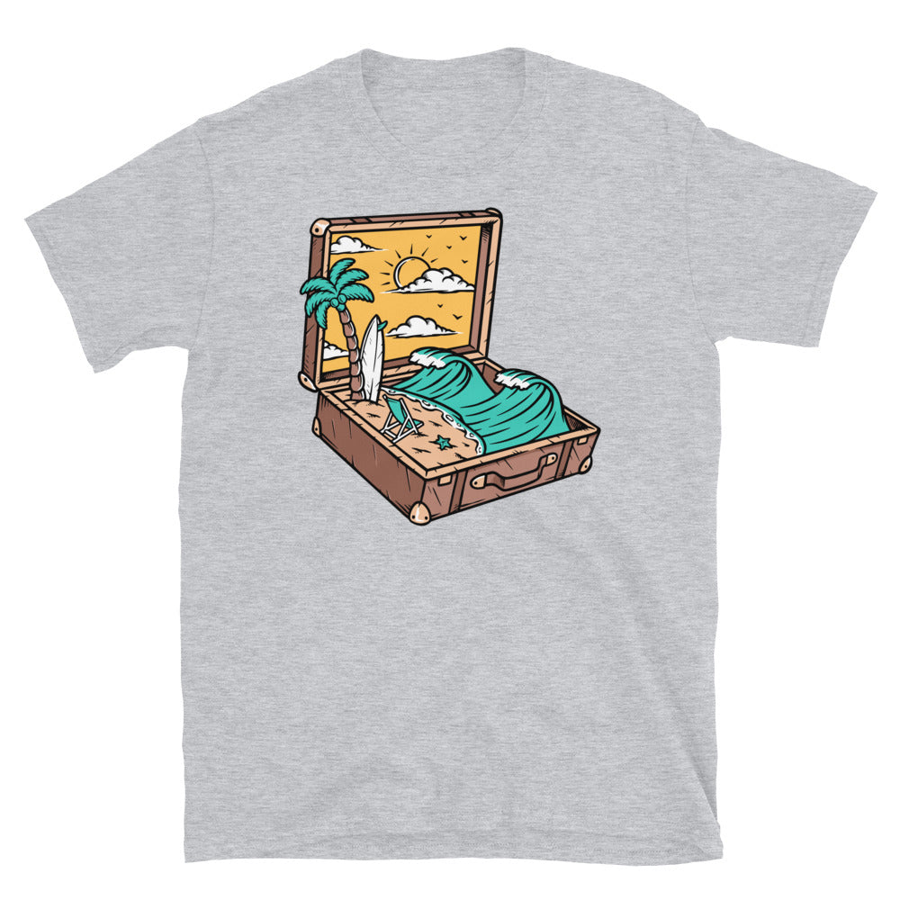 Beach View in Old Suitcase - Fit Unisex Softstyle T-Shirt