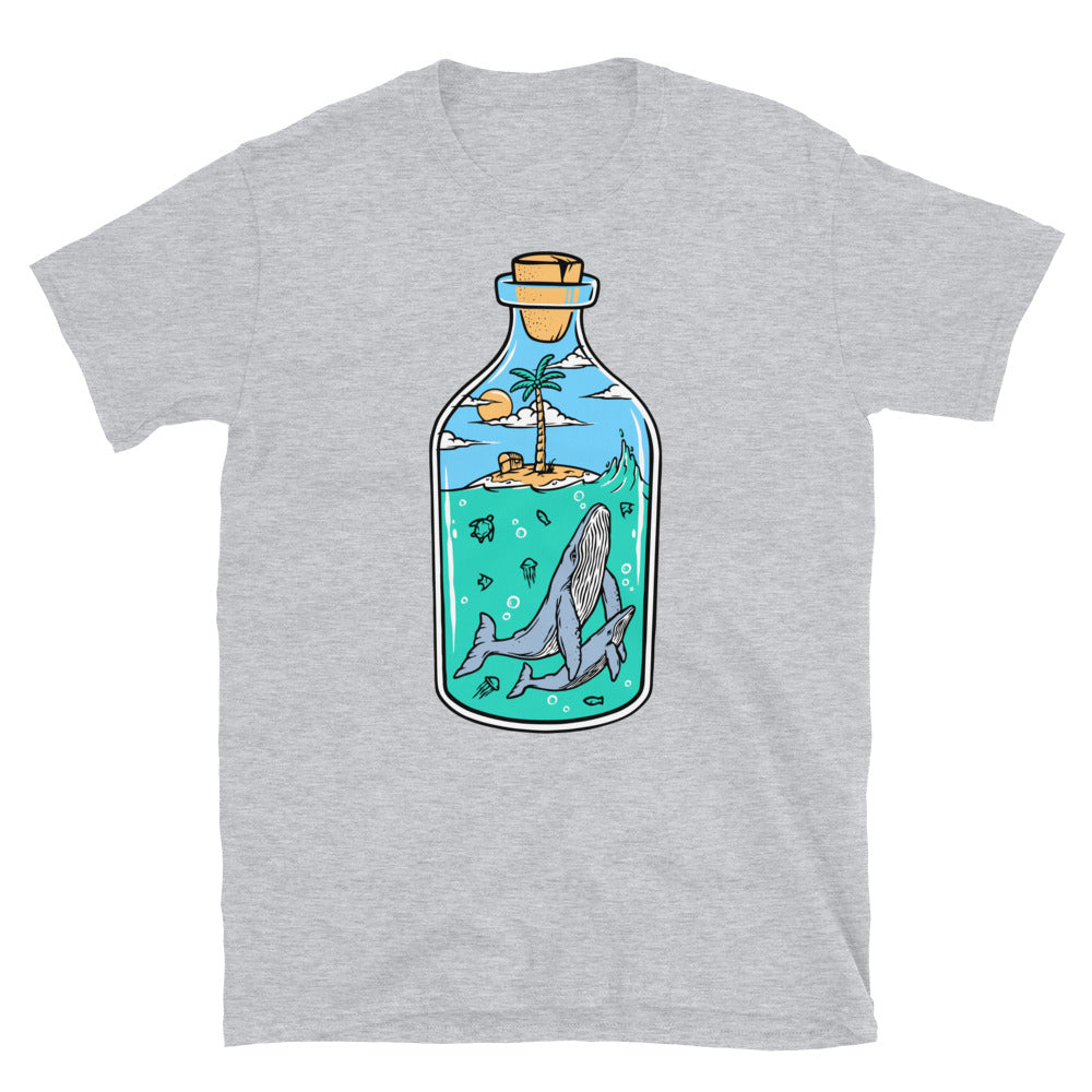 Beach and Whale in a Bottle - Fit Unisex Softstyle T-Shirt