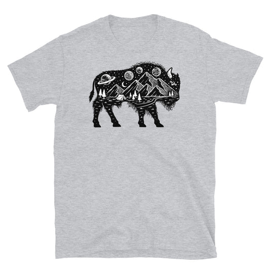 Natur und Bison-Silhouette Fit Unisex Softstyle T-Shirt