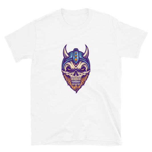 Viking Skull Head with Horn Helmet Fit Unisex Softstyle T-Shirt