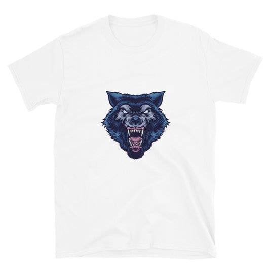 Wildes Wolf-Maskottchen. Passgenaues Unisex-Softstyle-T-Shirt