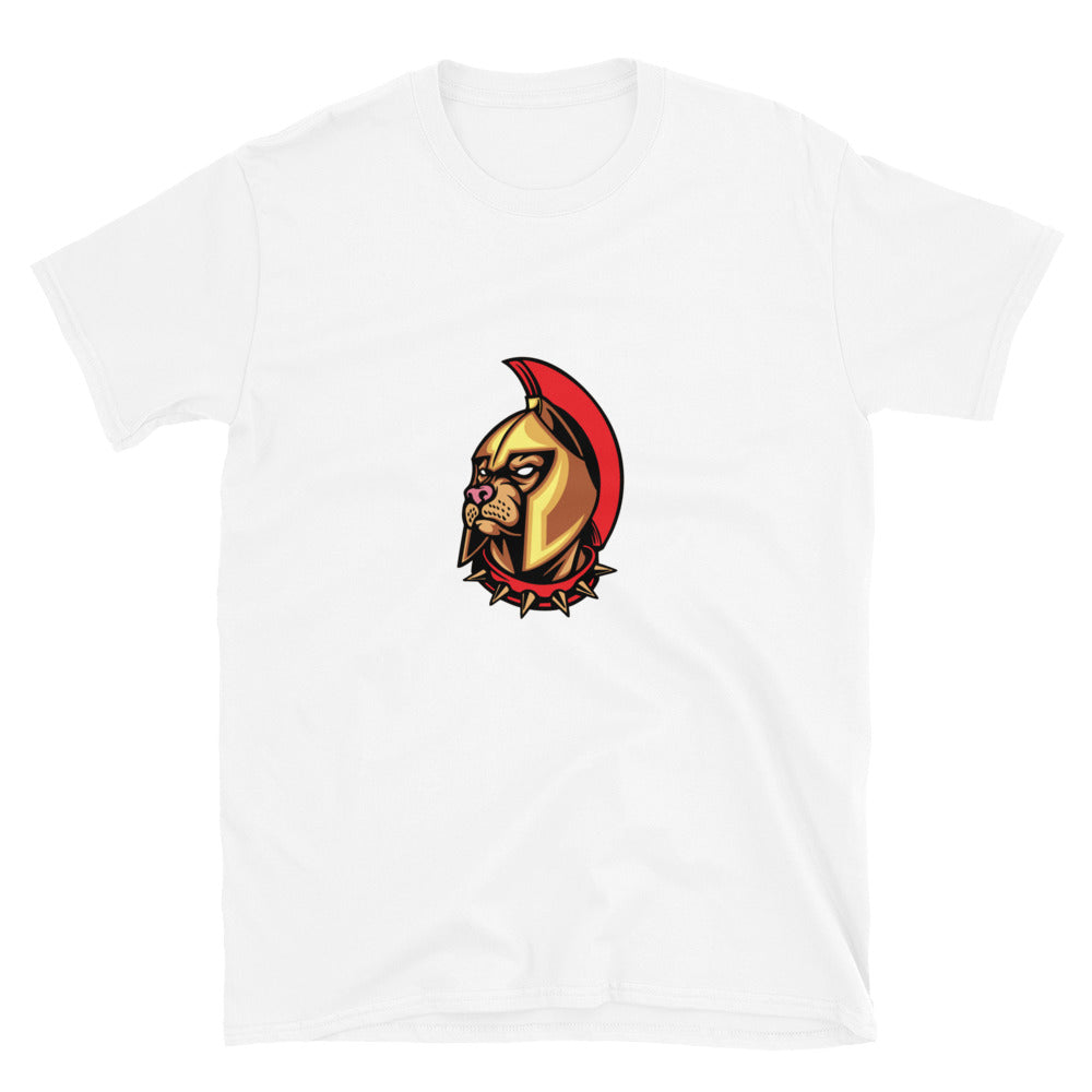 Spartan Knight Angry Bulldog Mascot Fit Unisex Softstyle T-Shirt