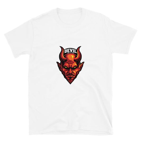 Red Devil Head With Horn Mascot Satanic Fit Unisex Softstyle T-Shirt