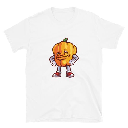 Mascota de pimentón de sonrisa vegetariana Fit Unisex Softstyle Camiseta