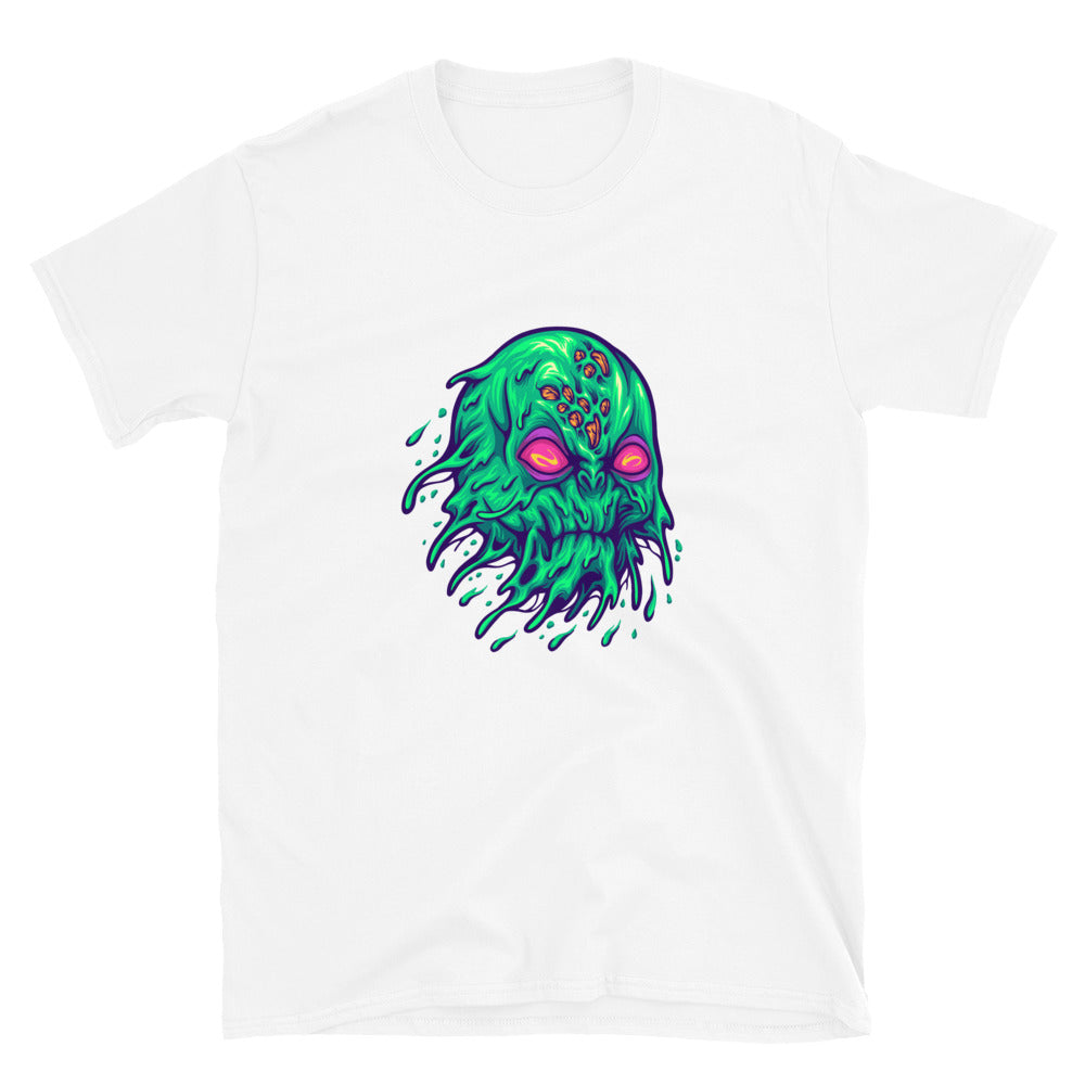 Scary flying alien head Fit Unisex Softstyle T-Shirt