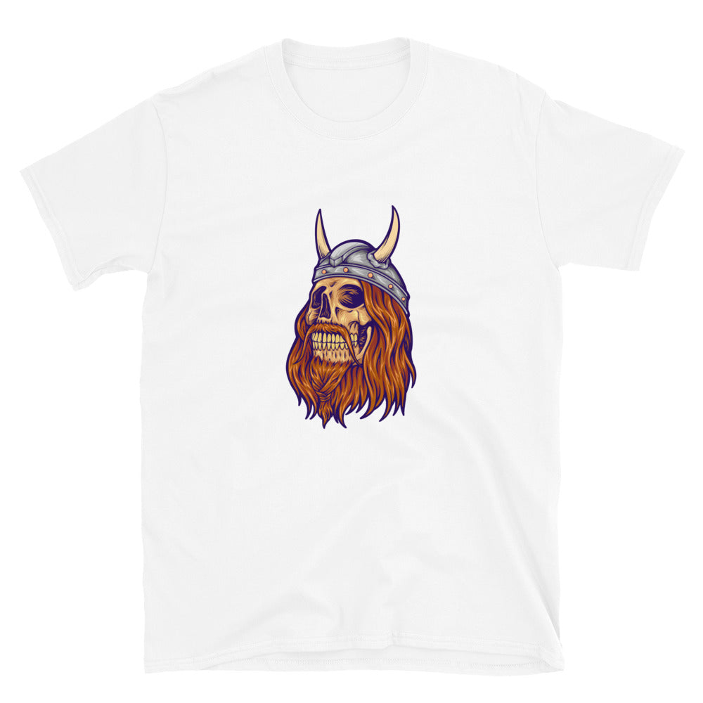 Vikingo viejo cráneo con cuernos Fit Unisex Softstyle camiseta