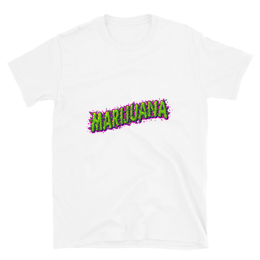 Marihuana-Schriftzug, Text, Rauch, Unkraut-Effekt, passendes Unisex-Softstyle-T-Shirt