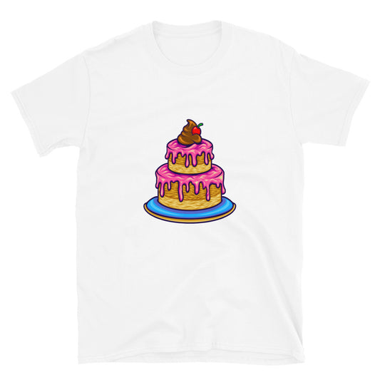 Pastel de cereza de cumpleaños de fresa Fit Unisex Softstyle Camiseta