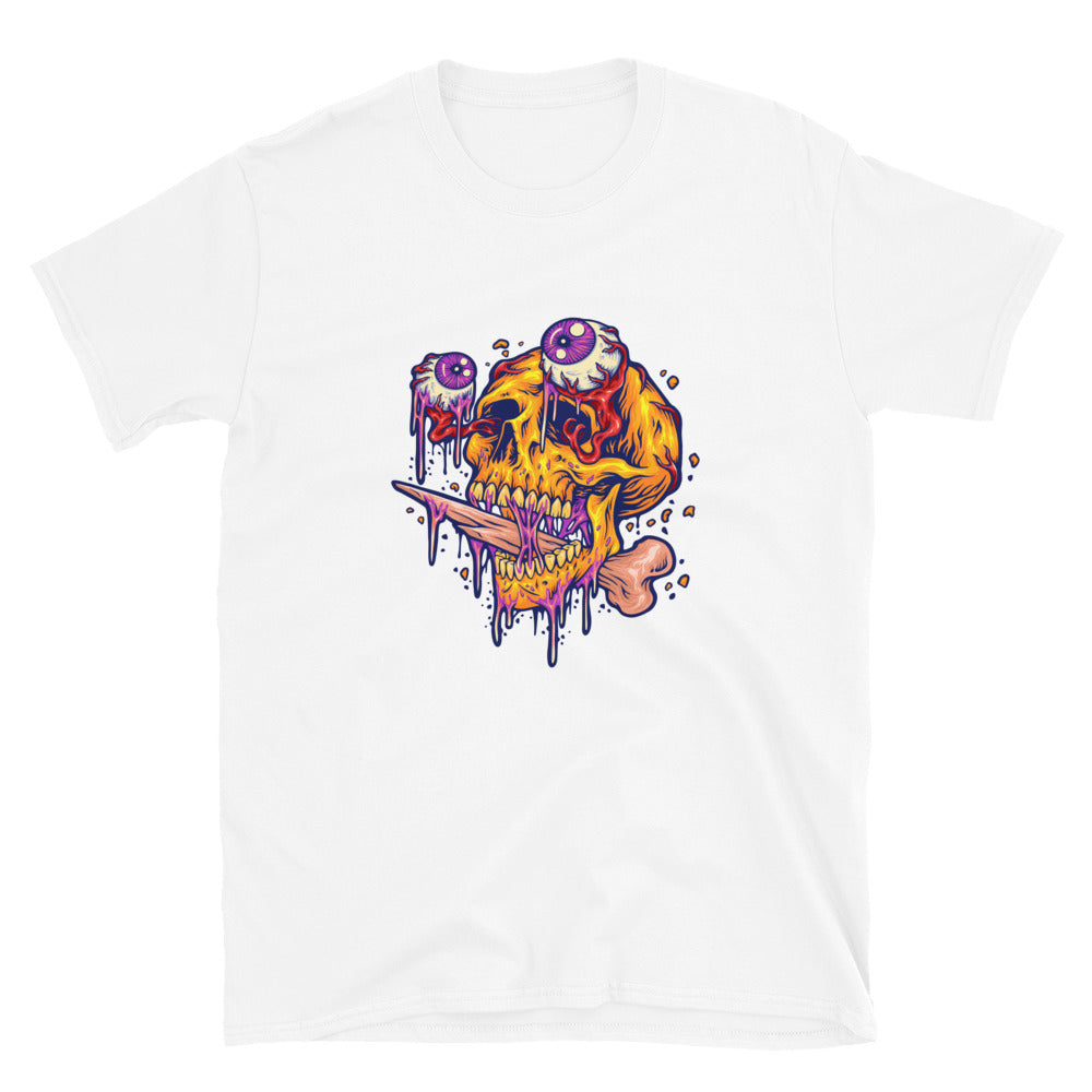 Cabeza de calavera aterradora con ojos de zombie Fit Camiseta unisex Softstyle