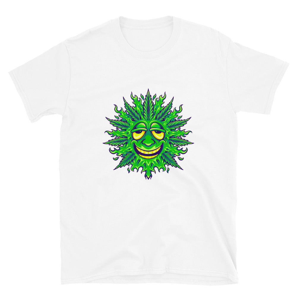 Weed leaf cute emoji smile Fit Unisex Softstyle T-Shirt