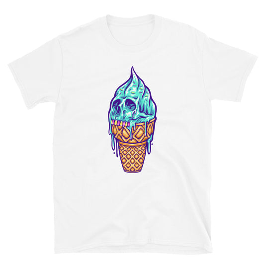 Camiseta unisex Softstyle con cono de helado de calavera aterradora