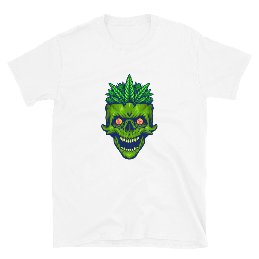 Weed leaf monster skull head Fit Unisex Softstyle T-Shirt