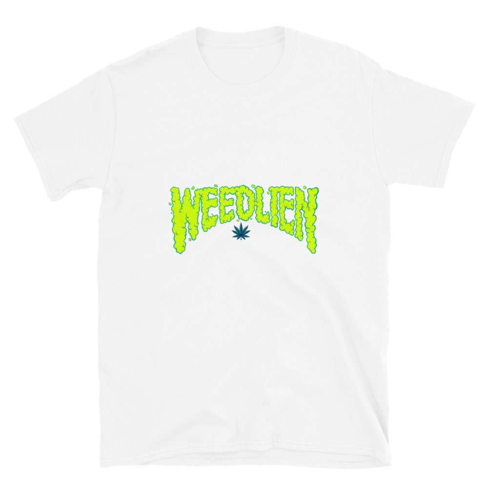 Weed alien palabra letras tipografía HandDrawn Fit Unisex Softstyle Camiseta