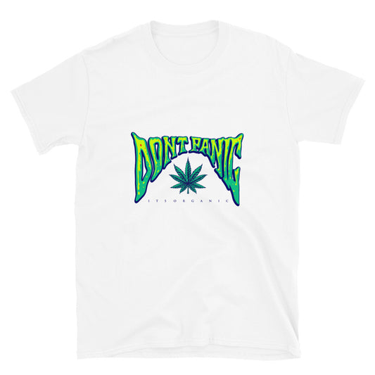 Weed lettering Dont panic word typography Fit Unisex Softstyle T-Shirt