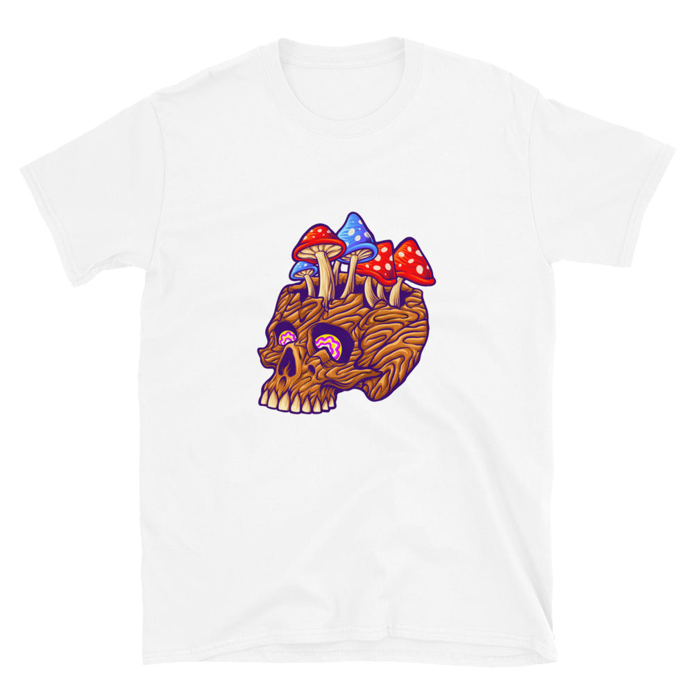 Wood skull with mushrooms Fungu Fit Unisex Softstyle T-Shirt