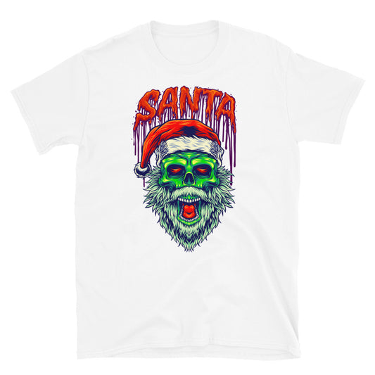 Camiseta unisex Softstyle con diseño de esqueleto de calavera verde de Santa Horror