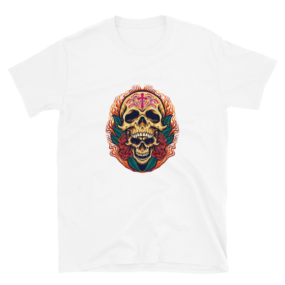 Sugar Skull Dia De Los Muertos Mexican Tattoo Fit Unisex Softstyle T-Shirt