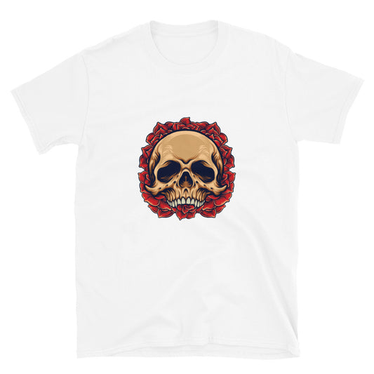 Sugar Skull Roses Frame Fit Unisex Softstyle T-Shirt