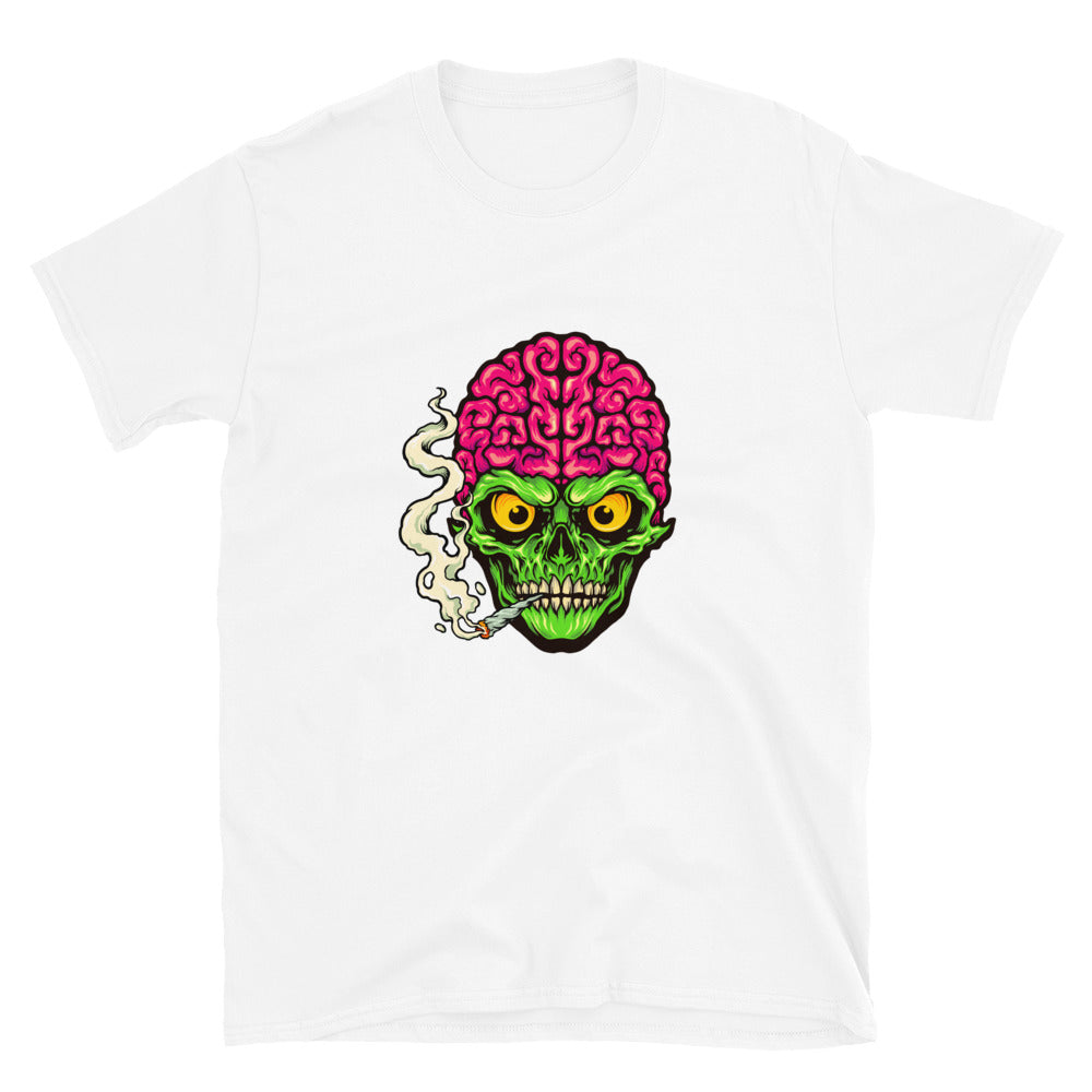 Smoking Skull Weed Cigarette Fit Unisex Softstyle T-Shirt