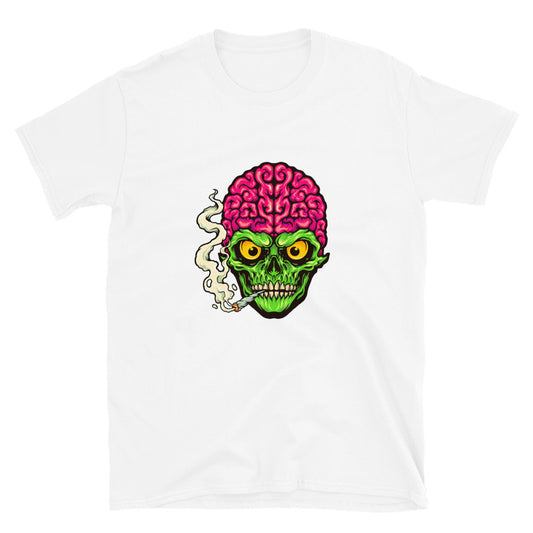 Smoking Skull Weed Cigarette Fit Unisex Softstyle T-Shirt