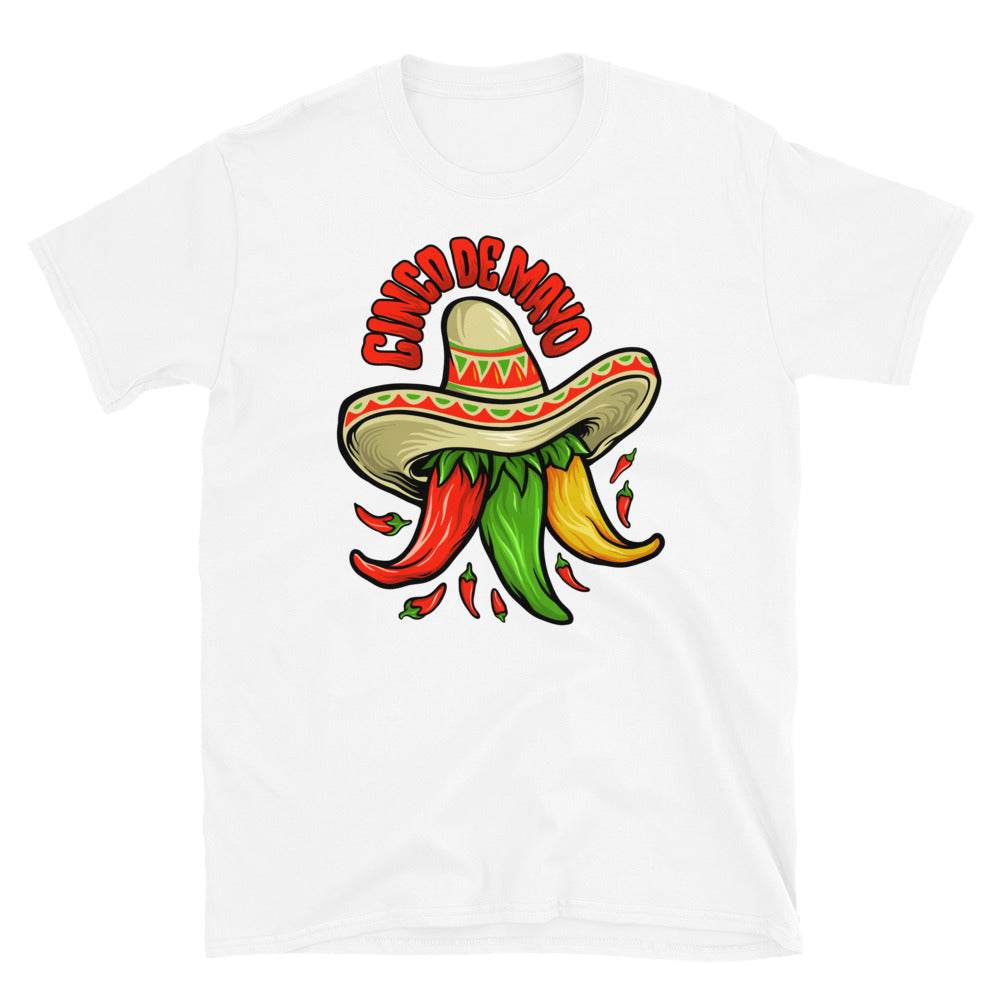 Logo Restaurant Cinco de Mayo Mexican Chili Mascot Fit Camiseta unisex Softstyle