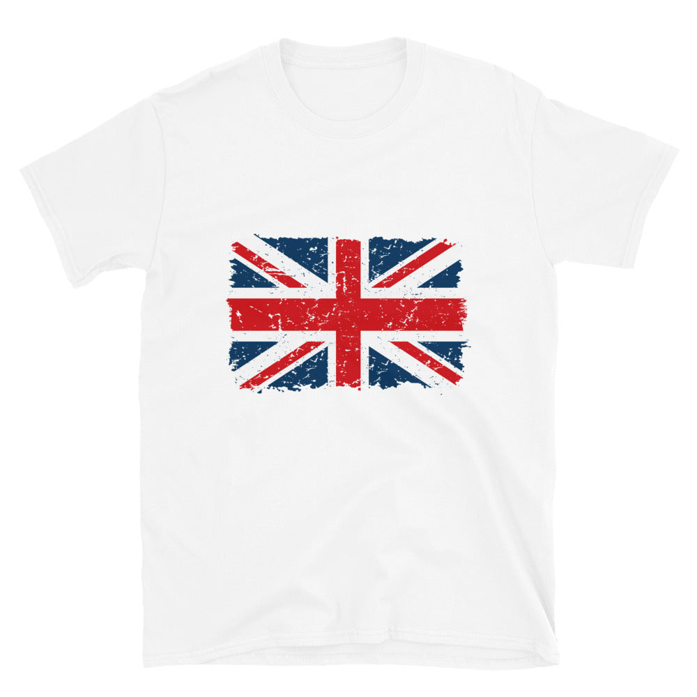 Camiseta Softstyle unisex con bandera grunge del Reino Unido