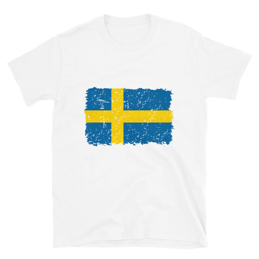 Camiseta Softstyle unisex con bandera grunge de Suecia