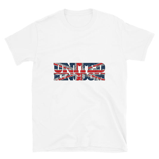 Camiseta de estilo suave unisex con bandera de letras del Reino Unido