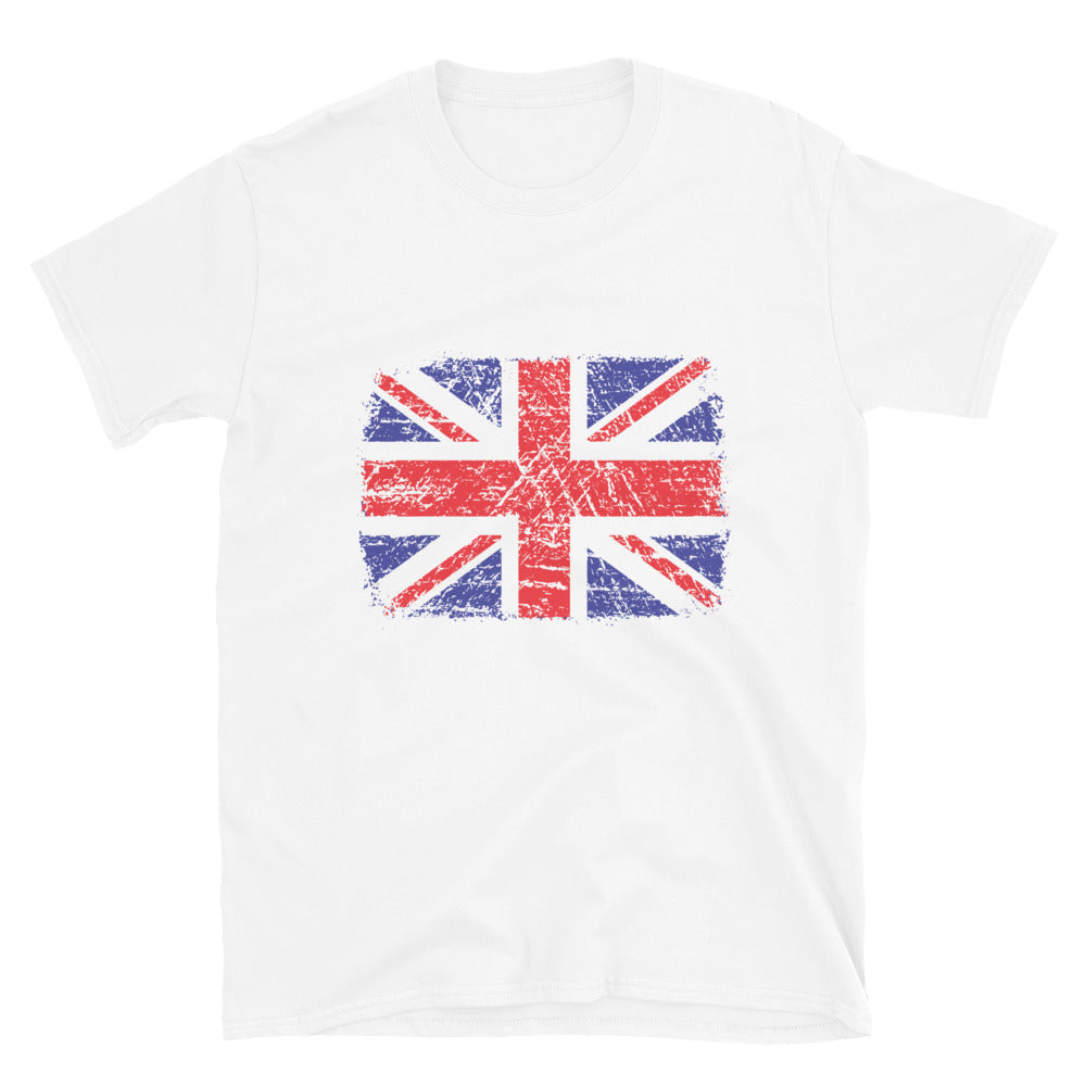 Distressed 4 Fit Unisex Softstyle T-Shirt mit UK-Flagge