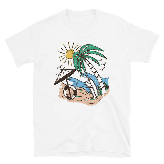 Camiseta de estilo suave unisex con ajuste de surf retro de verano