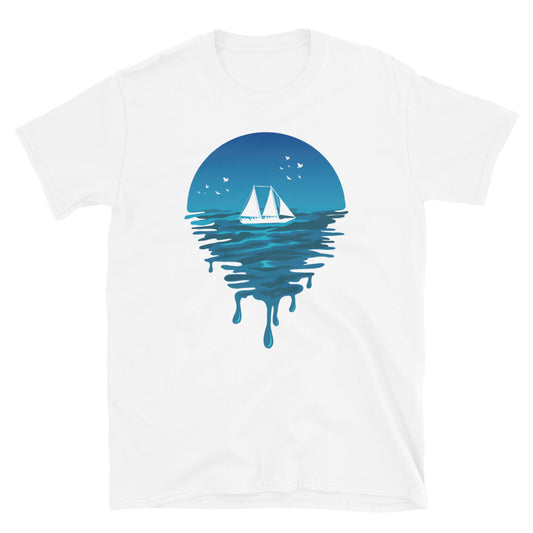 Segelboot in Melted Ocean Fit Unisex Softstyle T-Shirt