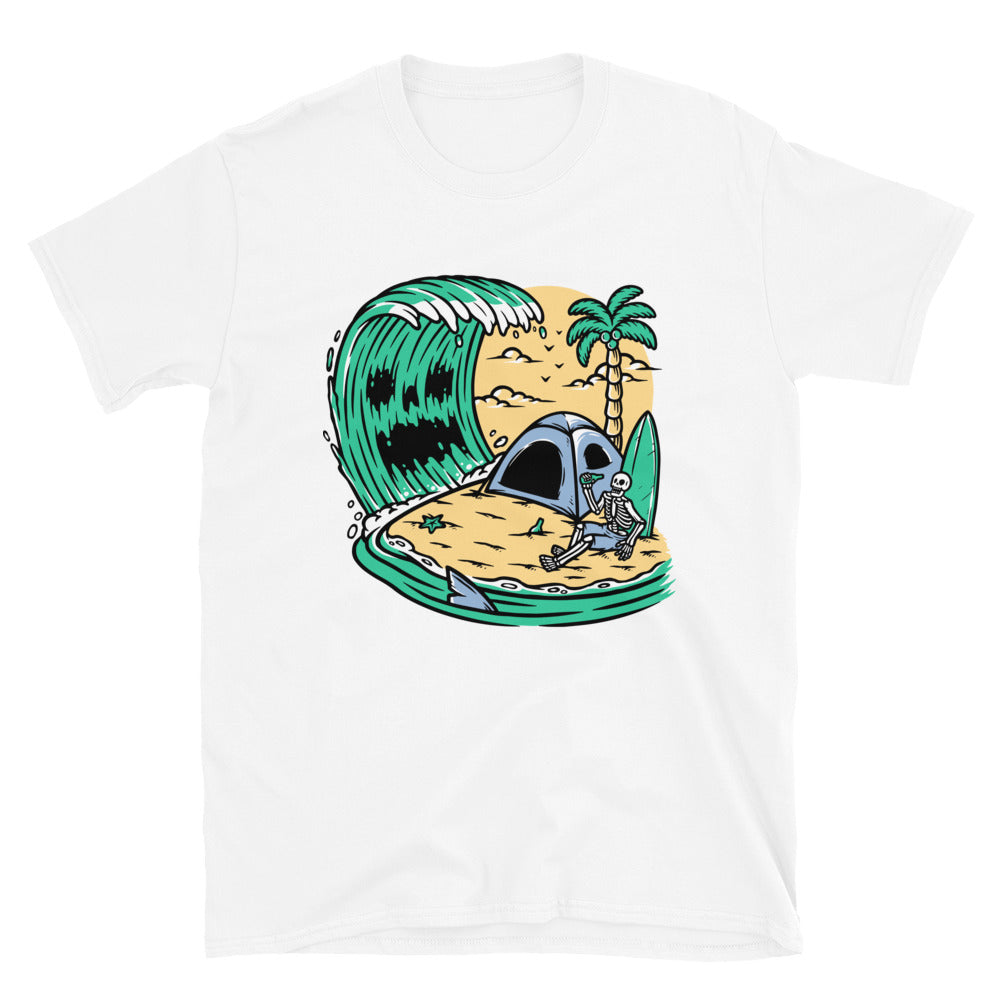 Skull camping on the beach Fit Unisex Softstyle T-Shirt