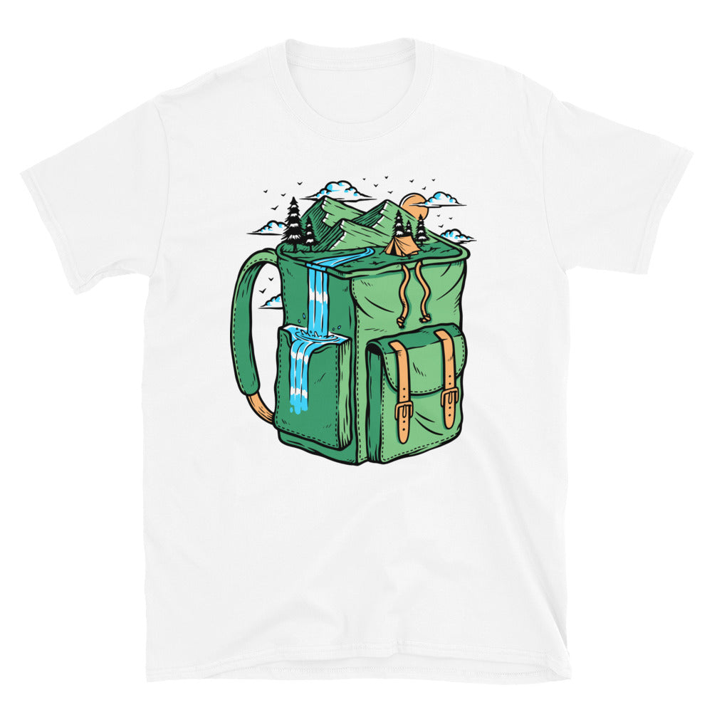 Adventure the Mountain with a Bag - Fit Unisex Softstyle T-Shirt