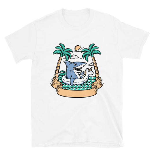 Tiburón relajándose en la playa Fit Unisex Softstyle Camiseta