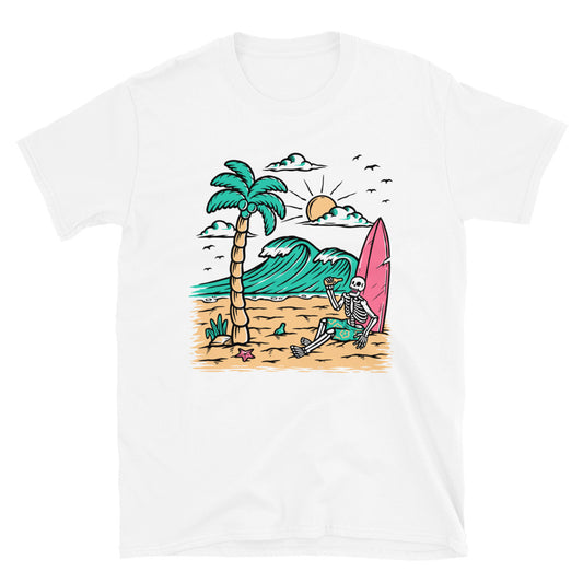 Relájate y bebe en la playa Fit Camiseta unisex Softstyle