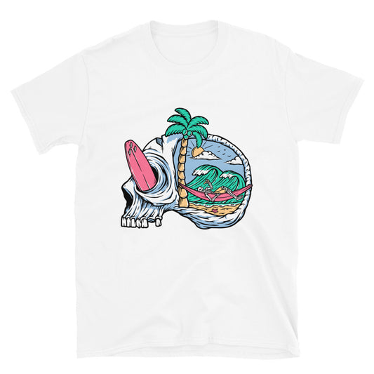 Denken Sie an Entspannung am Strand. Passgenaues Unisex-Softstyle-T-Shirt