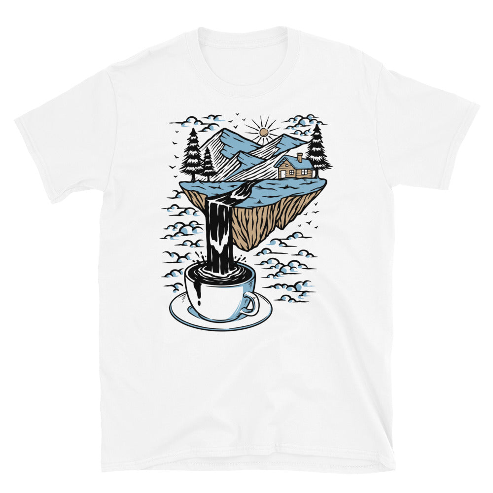 Montañas y ríos de café Fit Unisex Softstyle Camiseta