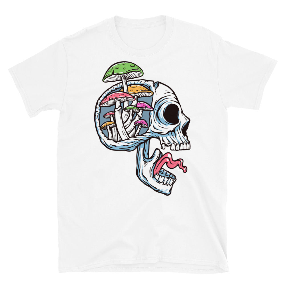 Camiseta Softstyle unisex con calavera y setas