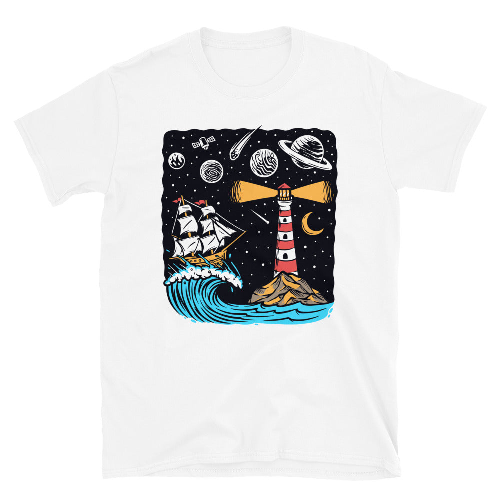 Segeln auf dem Mond bei Nacht. Fit Unisex Softstyle T-Shirt